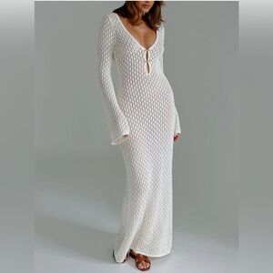 Commence Cover Up Long Sleeve Open Back Long Dress